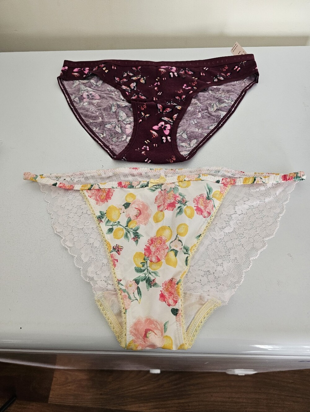 Floral & Plum Lace Bikini Panty Set - Women's Intimates